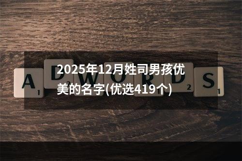 2025年12月姓司男孩优美的名字(优选419个)