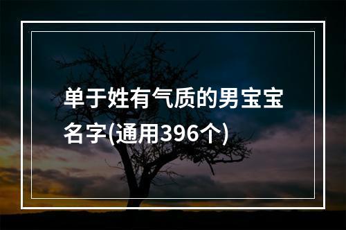 单于姓有气质的男宝宝名字(通用396个)