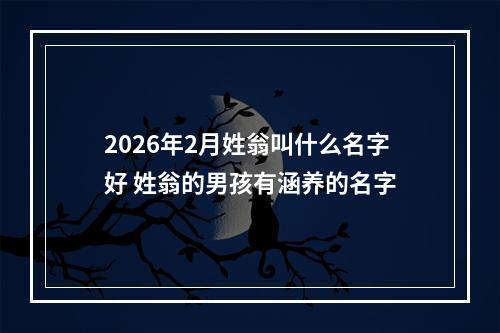 2026年2月姓翁叫什么名字好 姓翁的男孩有涵养的名字