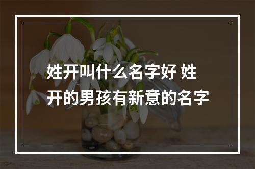 姓开叫什么名字好 姓开的男孩有新意的名字