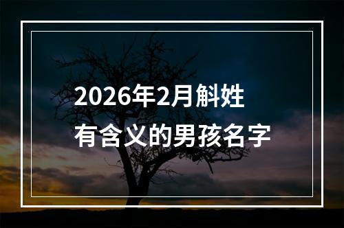 2026年2月斛姓有含义的男孩名字
