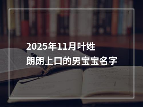 2025年11月叶姓朗朗上口的男宝宝名字