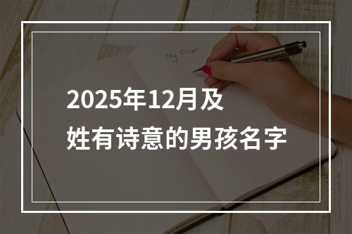 2025年12月及姓有诗意的男孩名字
