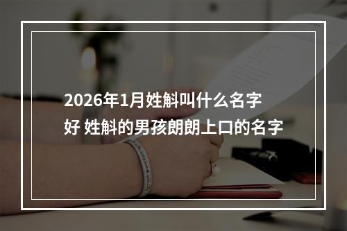 2026年1月姓斛叫什么名字好 姓斛的男孩朗朗上口的名字