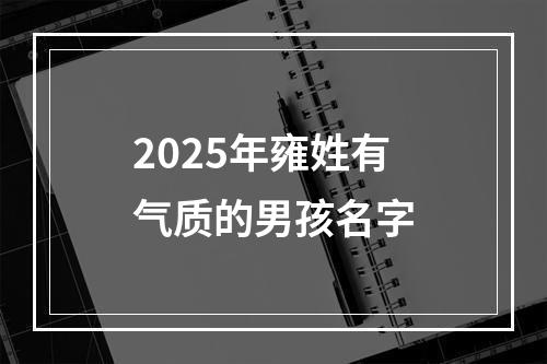 2025年雍姓有气质的男孩名字