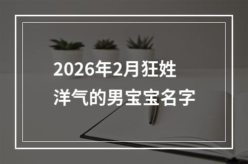 2026年2月狂姓洋气的男宝宝名字