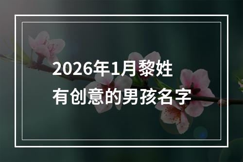 2026年1月黎姓有创意的男孩名字