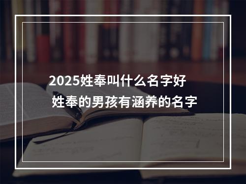 2025姓奉叫什么名字好 姓奉的男孩有涵养的名字