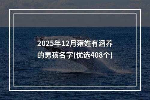 2025年12月雍姓有涵养的男孩名字(优选408个)