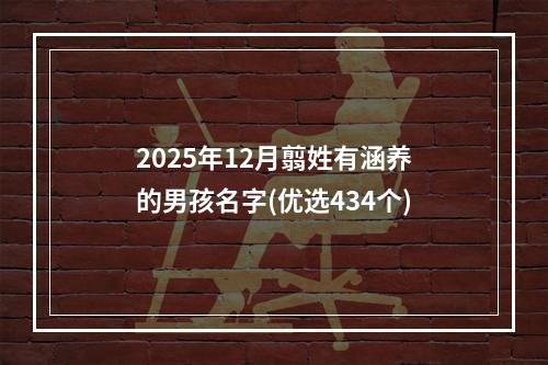 2025年12月翦姓有涵养的男孩名字(优选434个)