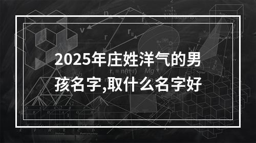 2025年庄姓洋气的男孩名字,取什么名字好