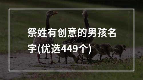 祭姓有创意的男孩名字(优选449个)