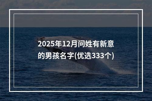 2025年12月问姓有新意的男孩名字(优选333个)