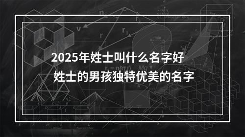 2025年姓士叫什么名字好 姓士的男孩独特优美的名字