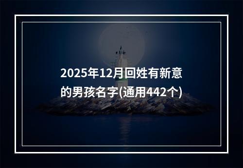 2025年12月回姓有新意的男孩名字(通用442个)