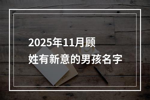 2025年11月顾姓有新意的男孩名字