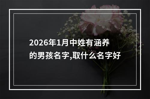 2026年1月中姓有涵养的男孩名字,取什么名字好