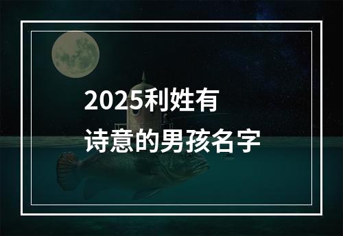 2025利姓有诗意的男孩名字