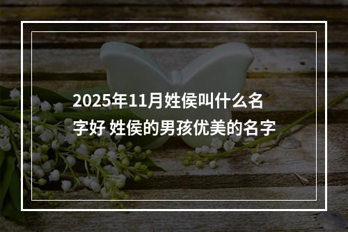 2025年11月姓侯叫什么名字好 姓侯的男孩优美的名字