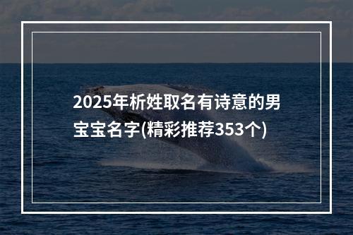 2025年析姓取名有诗意的男宝宝名字(精彩推荐353个)