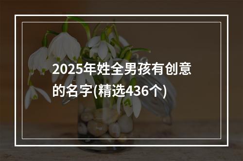 2025年姓全男孩有创意的名字(精选436个)