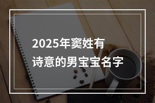 2025年窦姓有诗意的男宝宝名字