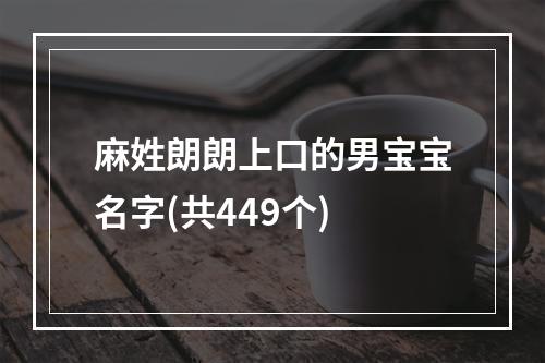 麻姓朗朗上口的男宝宝名字(共449个)