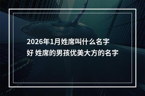 2026年1月姓席叫什么名字好 姓席的男孩优美大方的名字