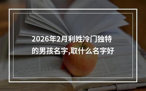 2026年2月利姓冷门独特的男孩名字,取什么名字好