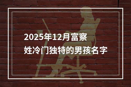 2025年12月富察姓冷门独特的男孩名字