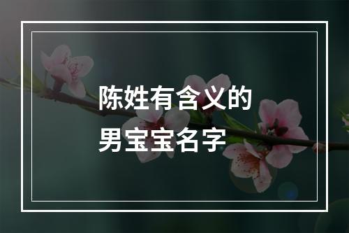 陈姓有含义的男宝宝名字