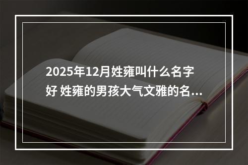 2025年12月姓雍叫什么名字好 姓雍的男孩大气文雅的名字