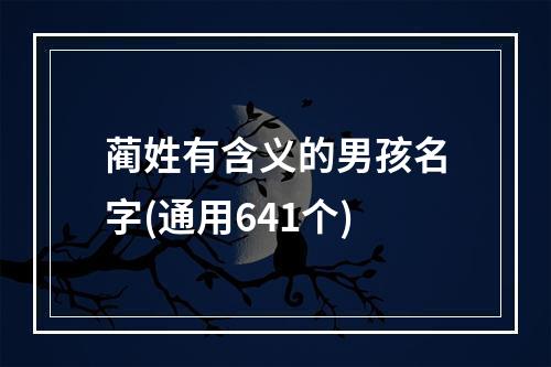 蔺姓有含义的男孩名字(通用641个)