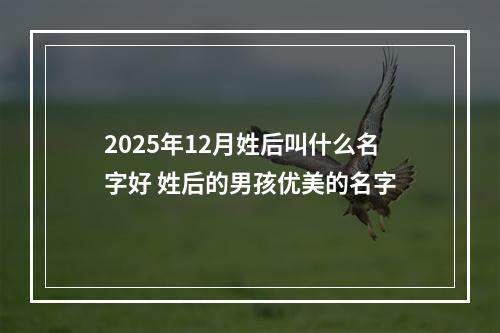 2025年12月姓后叫什么名字好 姓后的男孩优美的名字