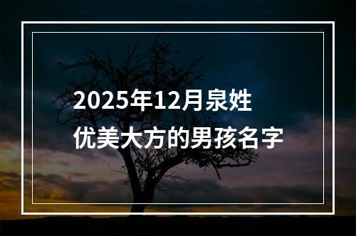 2025年12月泉姓优美大方的男孩名字
