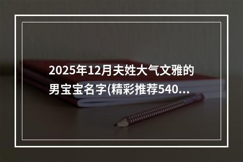 2025年12月夫姓大气文雅的男宝宝名字(精彩推荐540个)