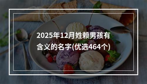 2025年12月姓赖男孩有含义的名字(优选464个)