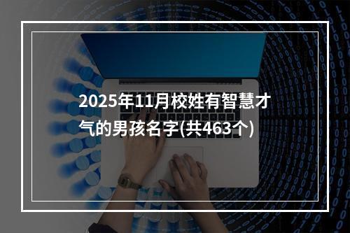 2025年11月校姓有智慧才气的男孩名字(共463个)