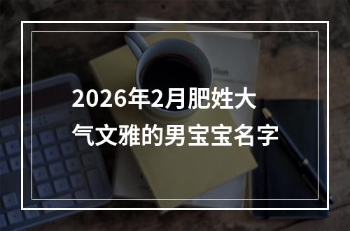 2026年2月肥姓大气文雅的男宝宝名字