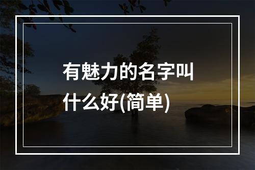 有魅力的名字叫什么好(简单)