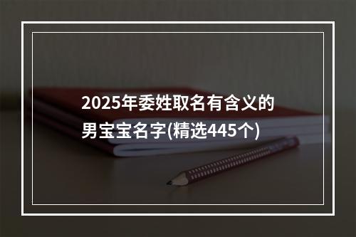 2025年委姓取名有含义的男宝宝名字(精选445个)