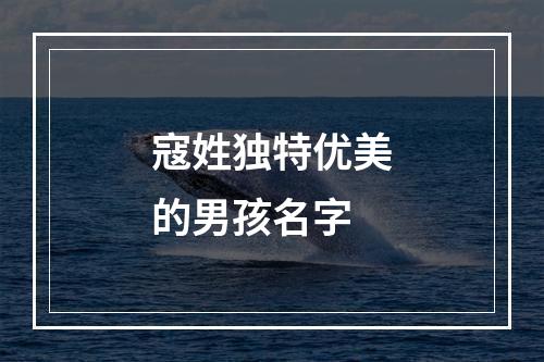 寇姓独特优美的男孩名字