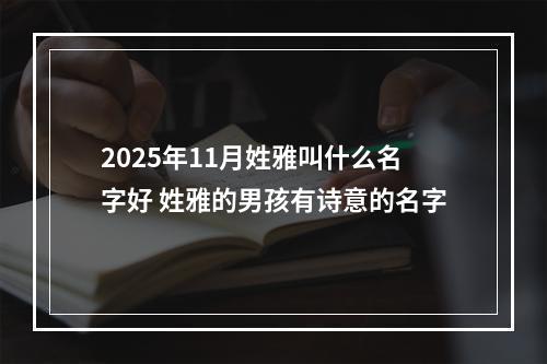 2025年11月姓雅叫什么名字好 姓雅的男孩有诗意的名字