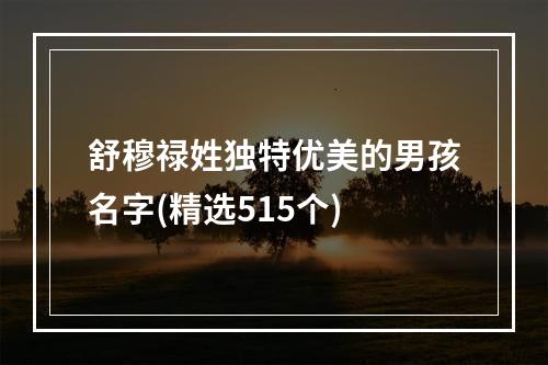 舒穆禄姓独特优美的男孩名字(精选515个)