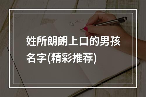 姓所朗朗上口的男孩名字(精彩推荐)