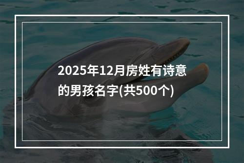 2025年12月房姓有诗意的男孩名字(共500个)