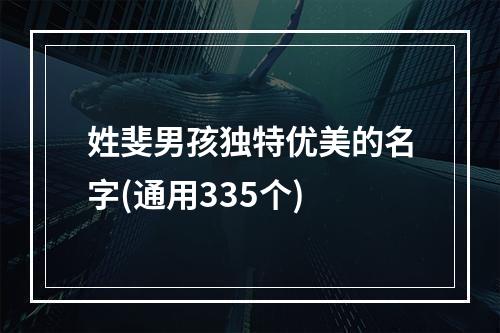 姓斐男孩独特优美的名字(通用335个)