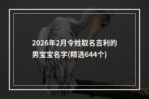 2026年2月令姓取名吉利的男宝宝名字(精选644个)