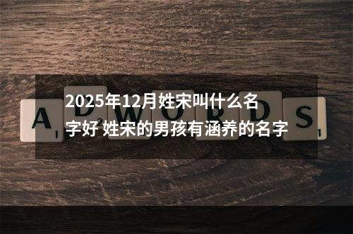 2025年12月姓宋叫什么名字好 姓宋的男孩有涵养的名字