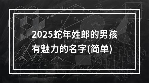 2025蛇年姓郎的男孩有魅力的名字(简单)